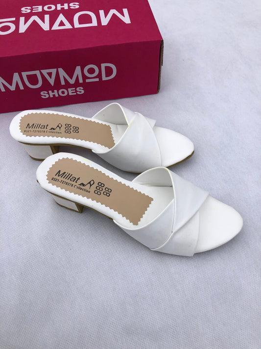 MM39- WHITE BLOCK HEEL